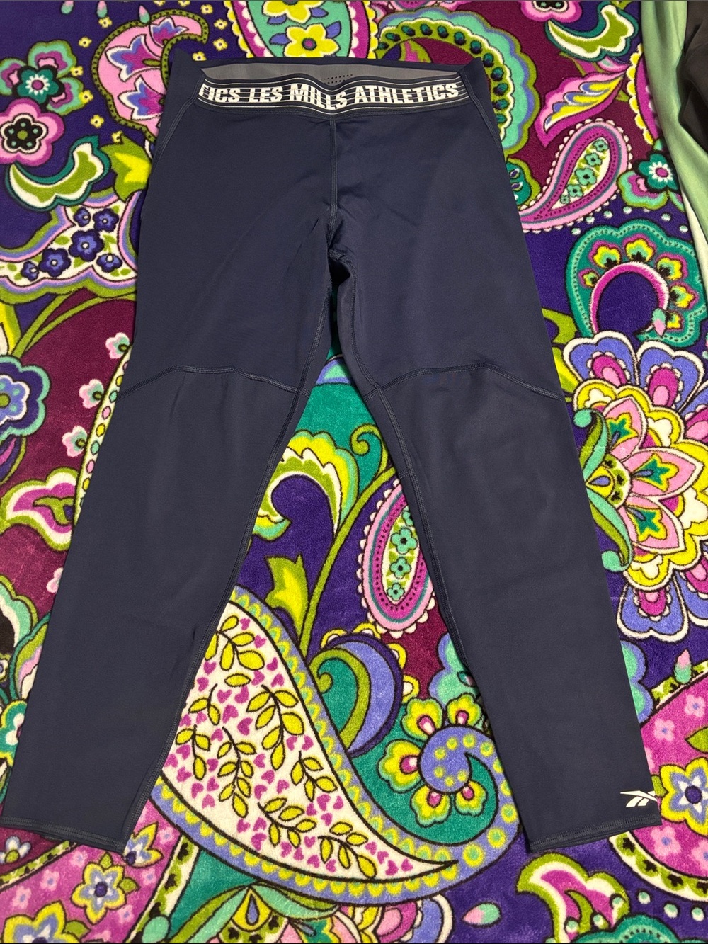 Reebok Les Mills Dark Navy Puremove Athletic Leggings. Size Medium Short